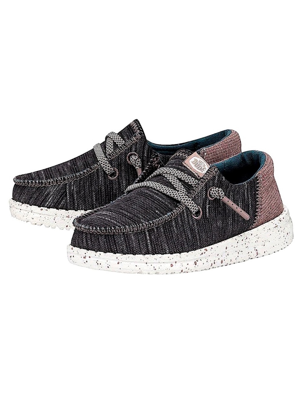 Hey Dude Wendy Girl Youth Jersey Shoes Charcoal & Pink Size Youth 3 Ladies 4